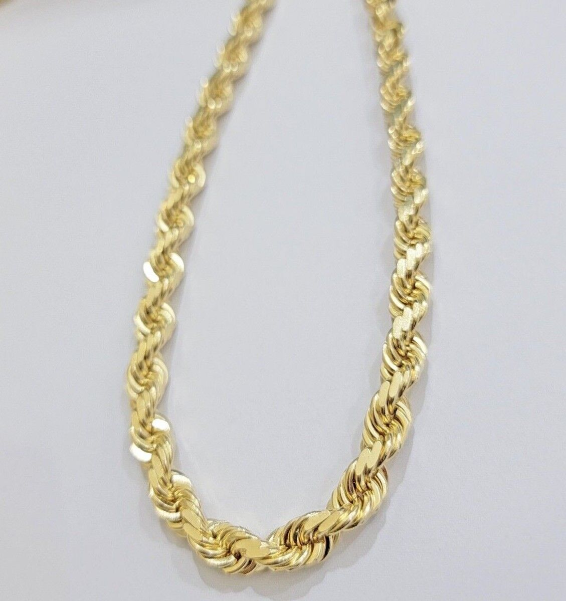 SOLID 14k Yellow Gold Rope Chain Necklace 26 Inch 8mm Diamond cut REAL 14KT Mens