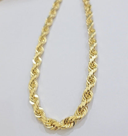 SOLID 14k Yellow Gold Rope Chain Necklace 26 Inch 8mm Diamond cut REAL 14KT Mens