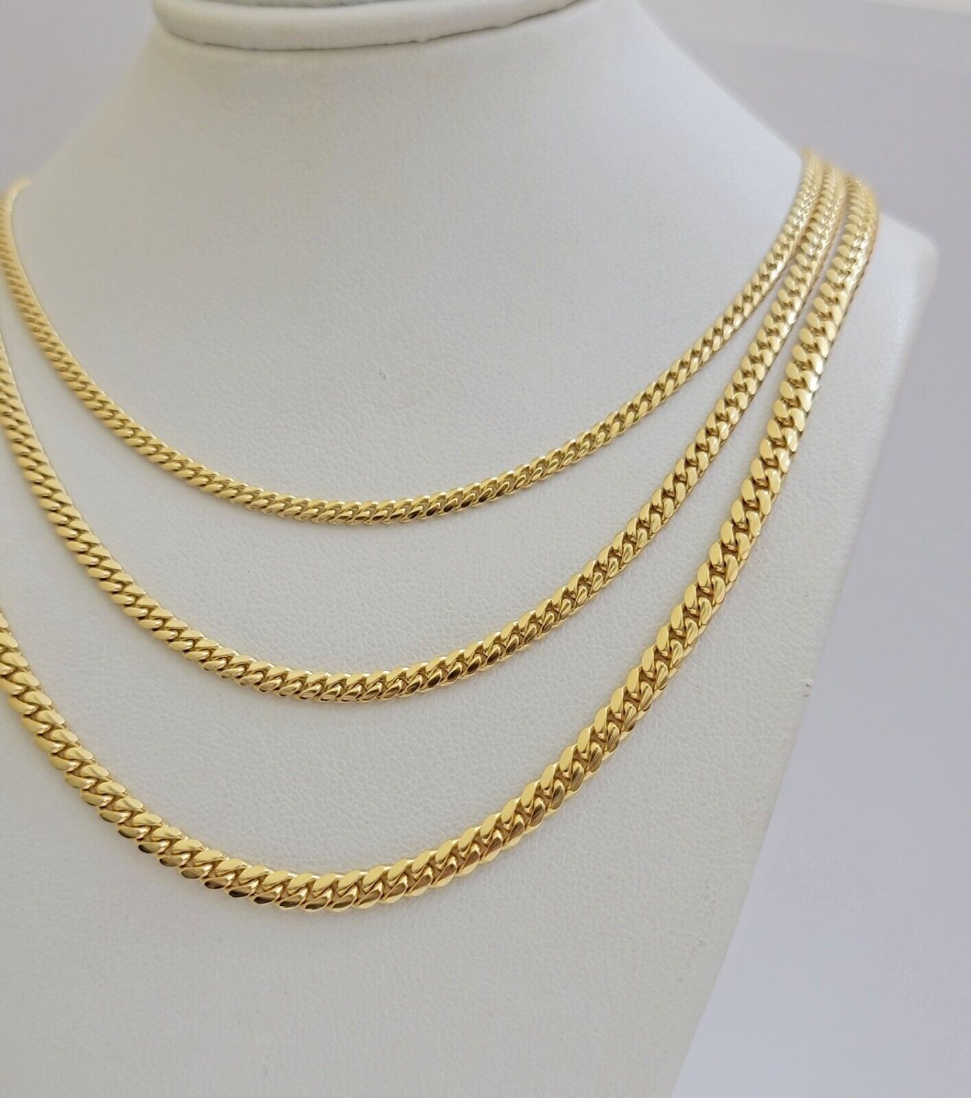 Solid 18k Gold Chain Necklace Miami Cuban Link 2.5mm - 4mm 18" - 26 Inch Real 18kt - Reva Jeweler