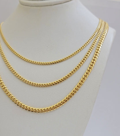 Solid 18k Gold Chain Necklace Miami Cuban Link 2.5mm - 4mm 18" - 26 Inch Real 18kt - Reva Jeweler