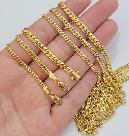 Solid 18k Gold Chain Necklace Miami Cuban Link 2.5mm - 4mm 18" - 26 Inch Real 18kt - Reva Jeweler