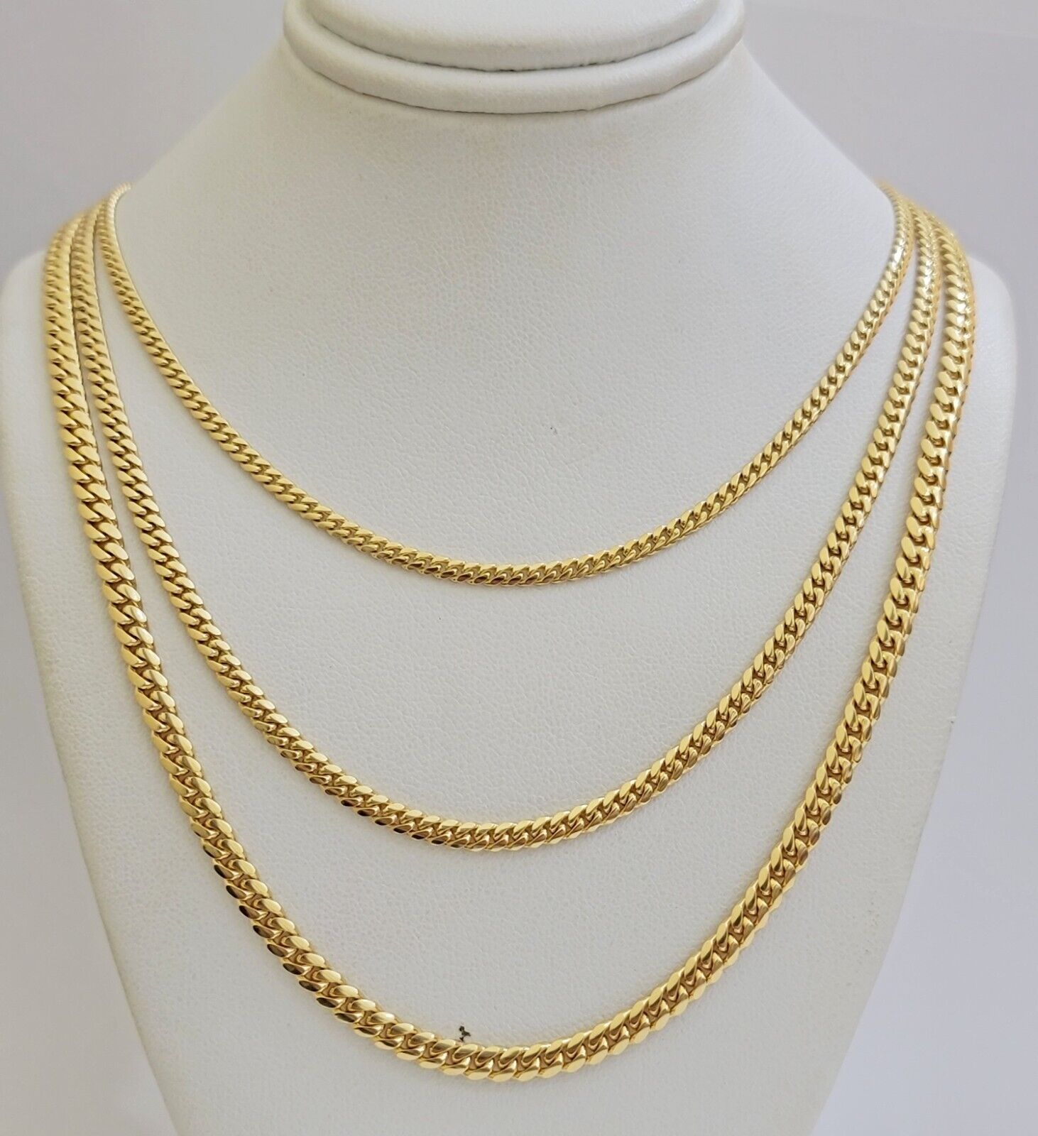 Solid 18k Gold Chain Necklace Miami Cuban Link 2.5mm - 4mm 18" - 26 Inch Real 18kt - Reva Jeweler