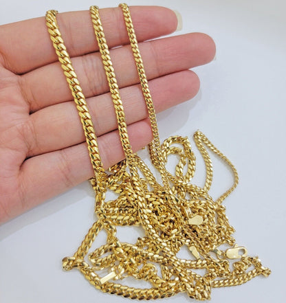 Solid 18k Gold Chain Necklace Miami Cuban Link 2.5mm - 4mm 18" - 26 Inch Real 18kt - Reva Jeweler