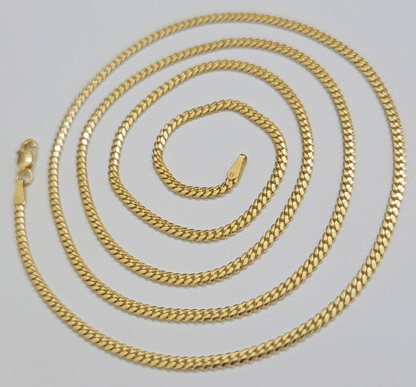 Solid 18k Gold Necklace Chain Miami Cuban Link 2.5mm 20 Inch Real 18kt Men Women - Reva Jeweler