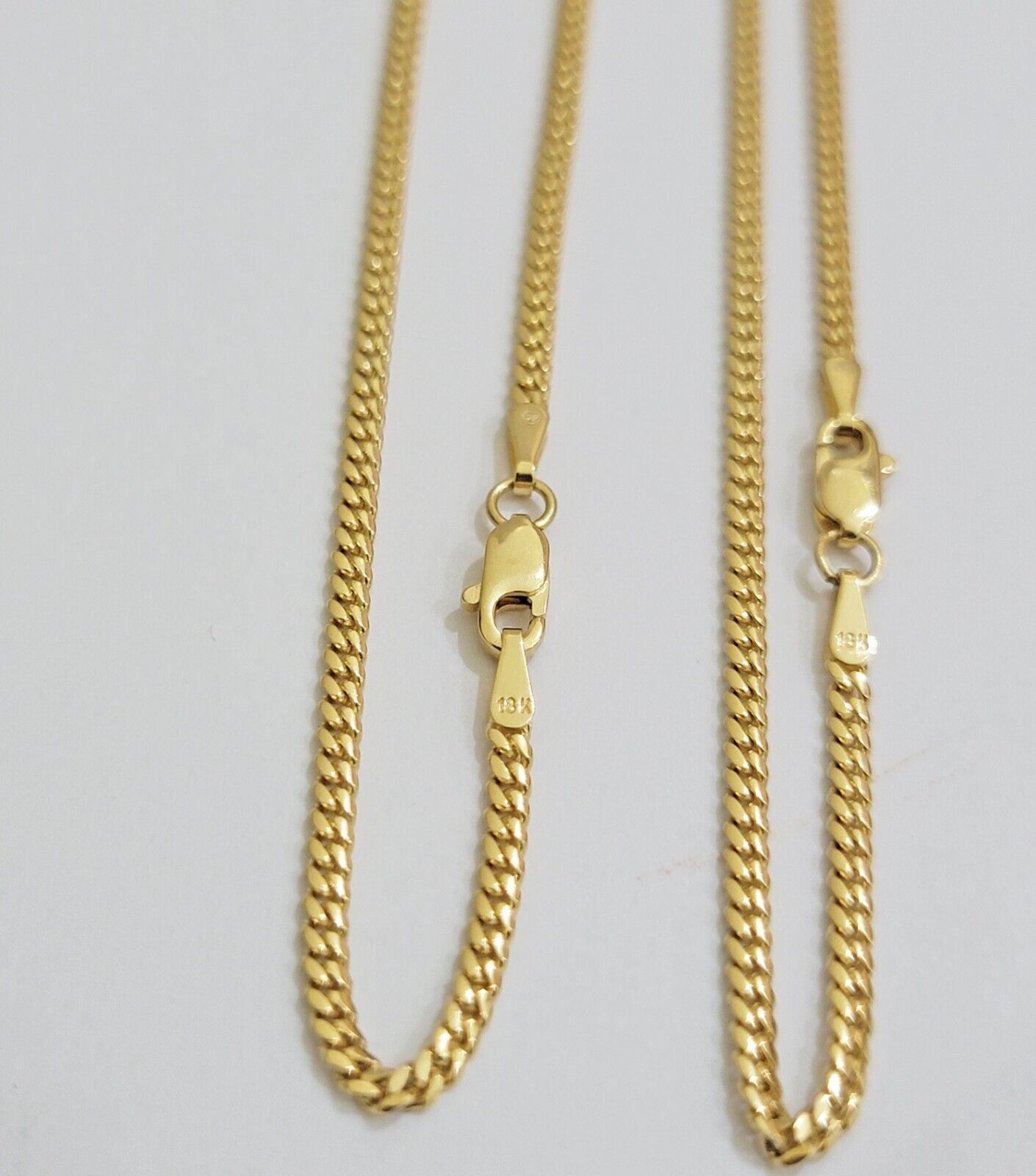 Solid 18k Gold Necklace Chain Miami Cuban Link 2.5mm 22 Inch Real 18kt Men Women - Reva Jeweler