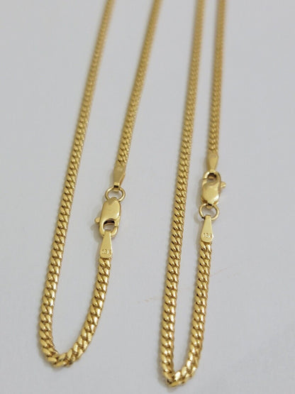 Solid 18k Gold Necklace Chain Miami Cuban Link 2.5mm 22 Inch Real 18kt Men Women - Reva Jeweler