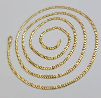 Solid 18k Gold Necklace Chain Miami Cuban Link 2.5mm 22 Inch Real 18kt Men Women - Reva Jeweler