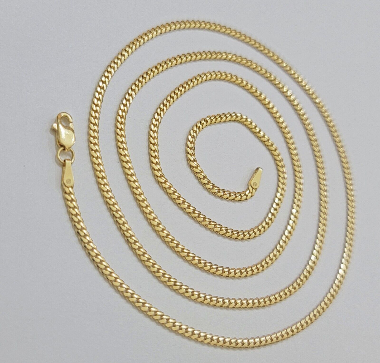 Solid 18k Gold Necklace Chain Miami Cuban Link 2mm 18 Inch Real 18kt Yellow Gold - Reva Jeweler