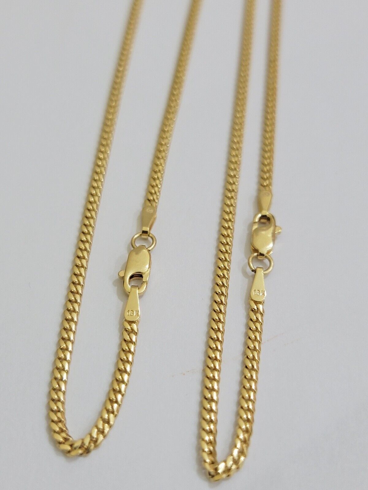 Solid 18k Gold Necklace Chain Miami Cuban Link 2mm 18 Inch Real 18kt Yellow Gold - Reva Jeweler
