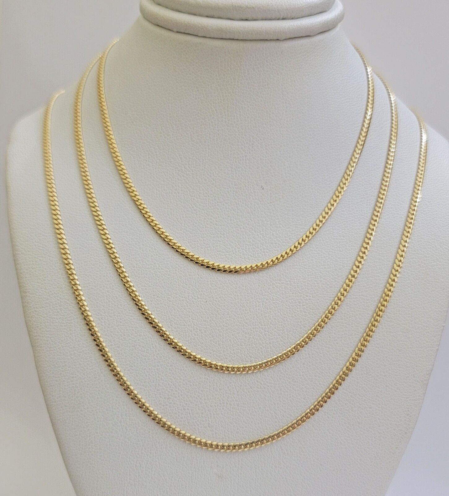 Solid 18k Gold Necklace Chain Miami Cuban Link 2mm 18 Inch Real 18kt Yellow Gold - Reva Jeweler