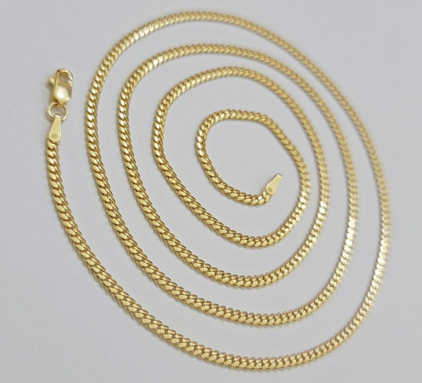 Solid 18k Yellow Gold Necklace Chain Miami Cuban Link 2mm 18" - 24 Inch Real 18kt - Reva Jeweler