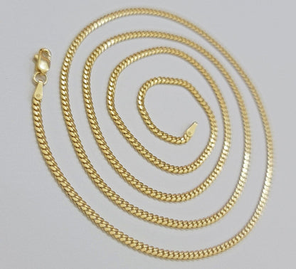 Solid 18k Yellow Gold Necklace Chain Miami Cuban Link 2mm 18" - 24 Inch Real 18kt - Reva Jeweler