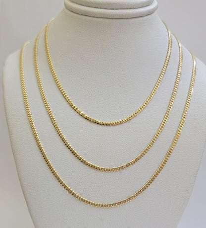 Solid 18k Yellow Gold Necklace Chain Miami Cuban Link 2mm 18" - 24 Inch Real 18kt - Reva Jeweler