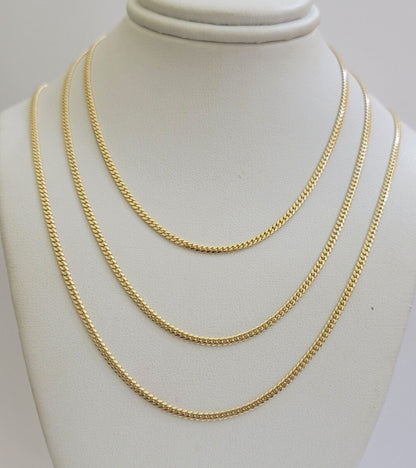 Solid 18k Yellow Gold Necklace Chain Miami Cuban Link 2mm 18" - 24 Inch Real 18kt - Reva Jeweler