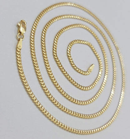 Solid 18k Yellow Gold Necklace Chain Miami Cuban Link 2mm 18" - 24 Inch Real 18kt - Reva Jeweler
