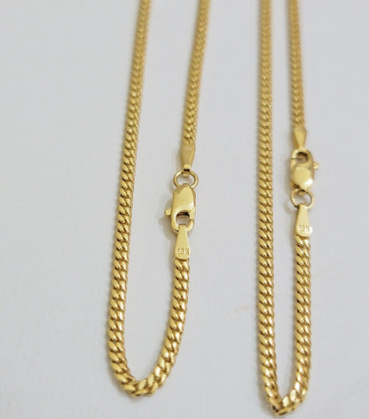 Solid 18k Yellow Gold Necklace Chain Miami Cuban Link 2mm 18" - 24 Inch Real 18kt - Reva Jeweler