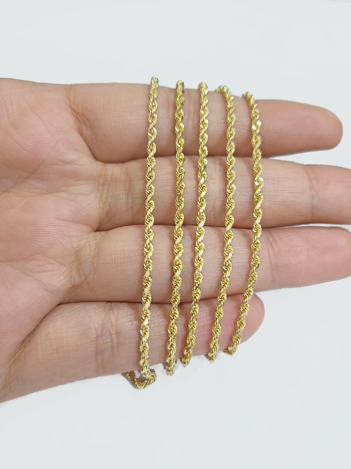 Solid 18k Yellow Gold Necklace Rope Chain 2mm 16 Inch Real 18kt For Ladies SALE - Reva Jeweler