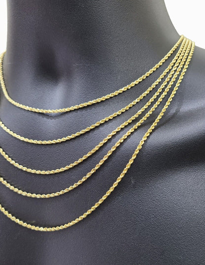 Solid 18k Yellow Gold Necklace Rope Chain 2mm 18'' Inch Real 18kt Men Women SALE - Reva Jeweler