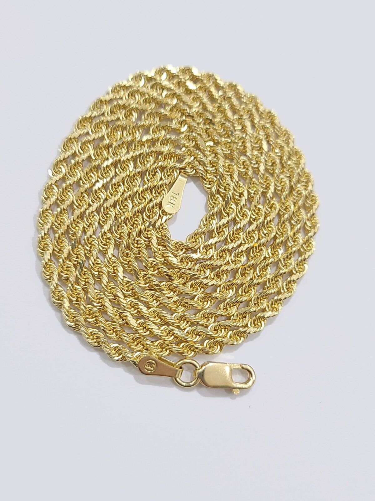 Solid 18k Yellow Gold Necklace Rope Chain 2mm 20'' Inch Real 18kt Men Women SALE - Reva Jeweler