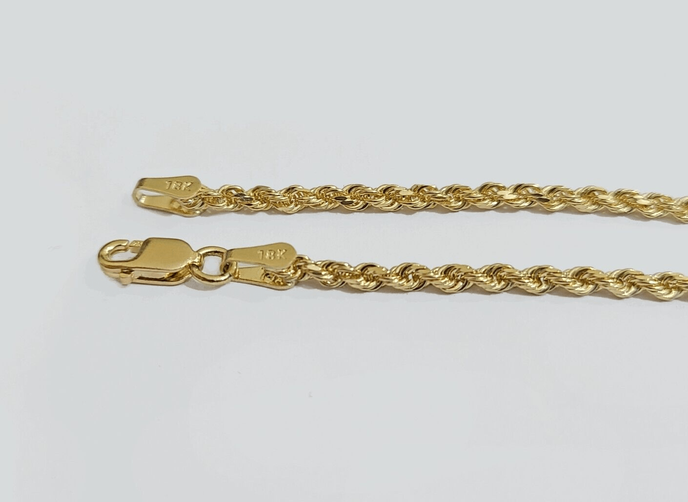 Solid 18k Yellow Gold Necklace Rope Chain 2mm 24'' Inch Real 18kt Men Women SALE - Reva Jeweler