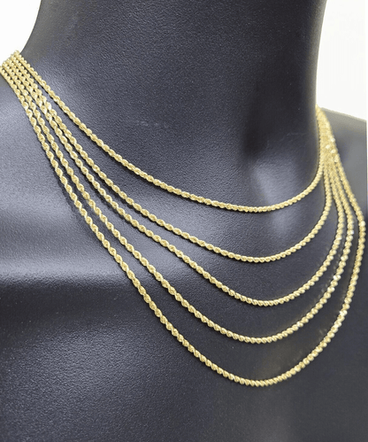 Solid 18k Yellow Gold Necklace Rope Chain 2mm 24'' Inch Real 18kt Men Women SALE - Reva Jeweler