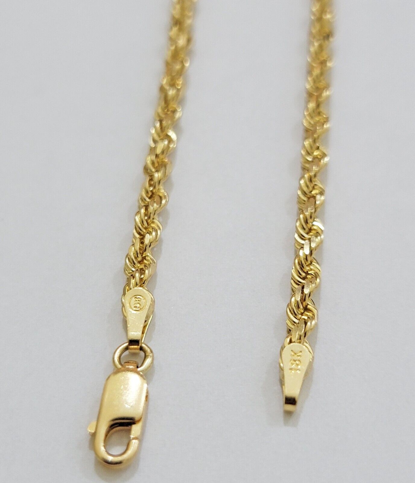 Solid 18k Yellow Gold Necklace Rope Chain 3mm 26'' Inch Real 18kt Mens 18kt SALE - Reva Jeweler
