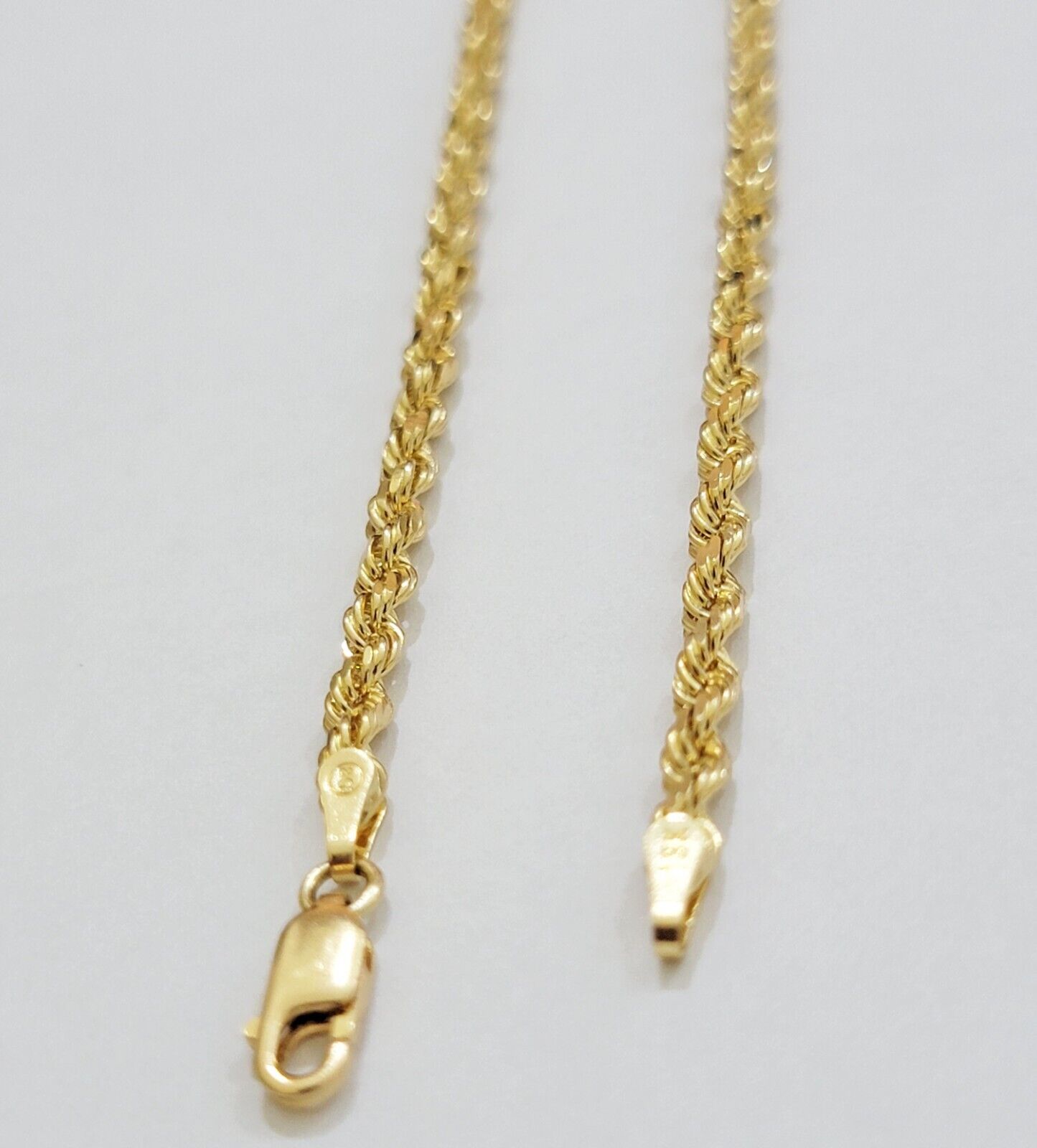 Solid 18k Yellow Gold Necklace Rope Chain 3mm 26'' Inch Real 18kt Mens 18kt SALE - Reva Jeweler