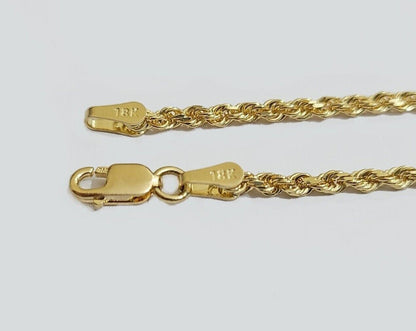 Solid 18k Yellow Gold Rope Chain Necklace 2mm 16 - 24 Inch Diamond Cut 18kt SALE - Reva Jeweler