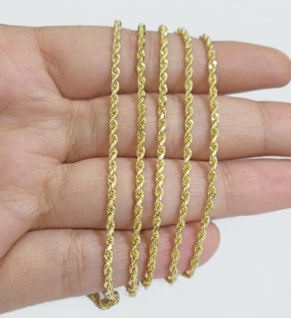 Solid 18k Yellow Gold Rope Chain Necklace 2mm 16 - 24 Inch Diamond Cut 18kt SALE - Reva Jeweler