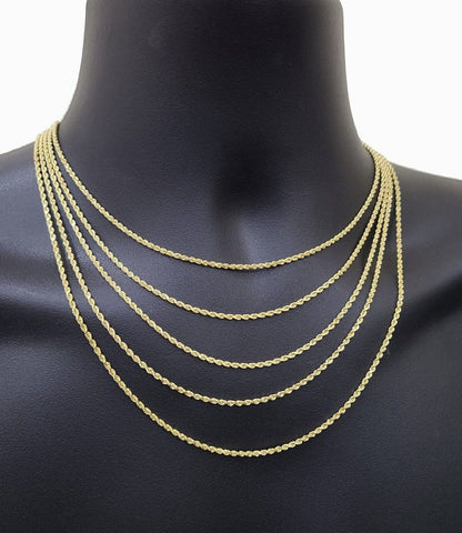 Solid 18k Yellow Gold Rope Chain Necklace 2mm 16 - 24 Inch Diamond Cut 18kt SALE - Reva Jeweler