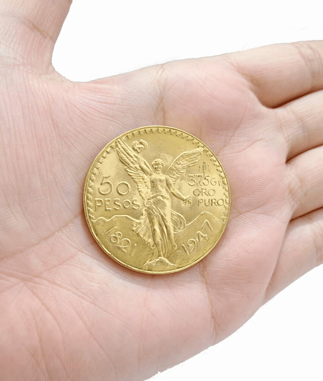 Solid 22k Yellow Gold 1947 Mexican Centenario 50 Gold Pesos Coin Oro Centenaro - Reva Jeweler