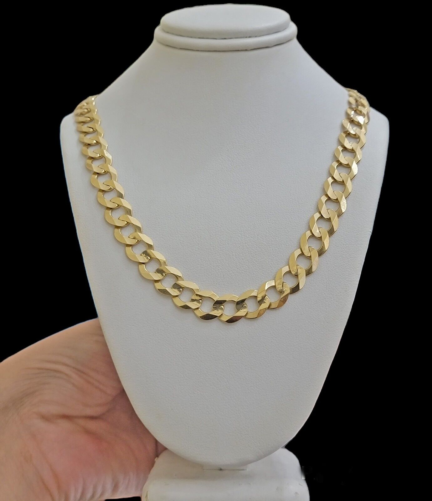 Solid 9mm 10k Gold Chain Cuban Curb Link Necklace 22" Inch Mens REAL 10KT Heavy - Reva Jeweler