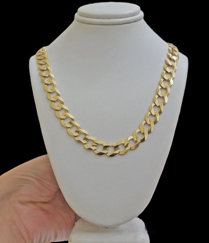 Solid 9mm 10k Gold Chain Cuban Curb Link Necklace 22" Inch Mens REAL 10KT Heavy - Reva Jeweler