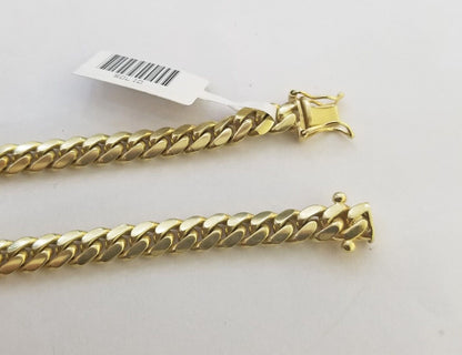 Solid Real 10k Gold Chain Miami Cuban Link 6mm Box Lock 22" Yellow Gold Necklace - Reva Jeweler