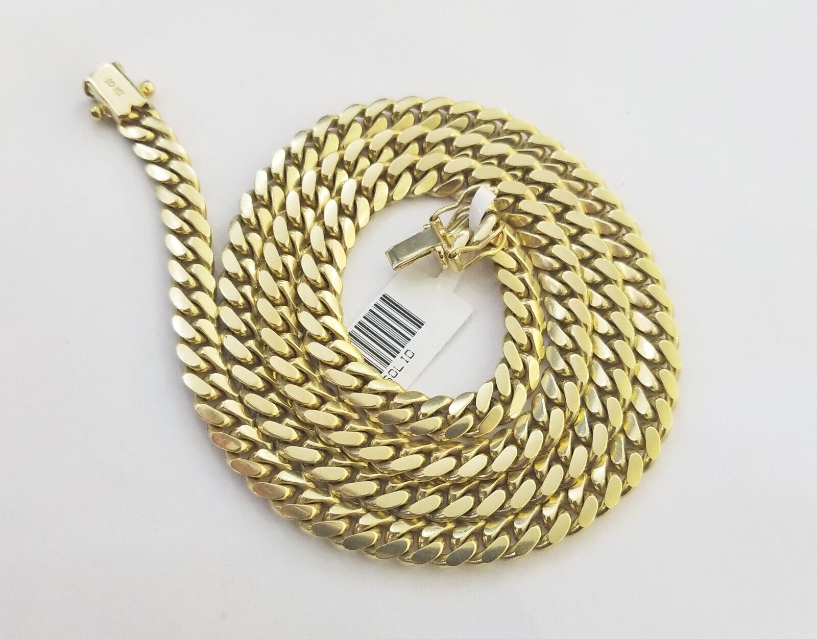 Solid Real 10k Gold Chain Miami Cuban Link 6mm Box Lock 22" Yellow Gold Necklace - Reva Jeweler