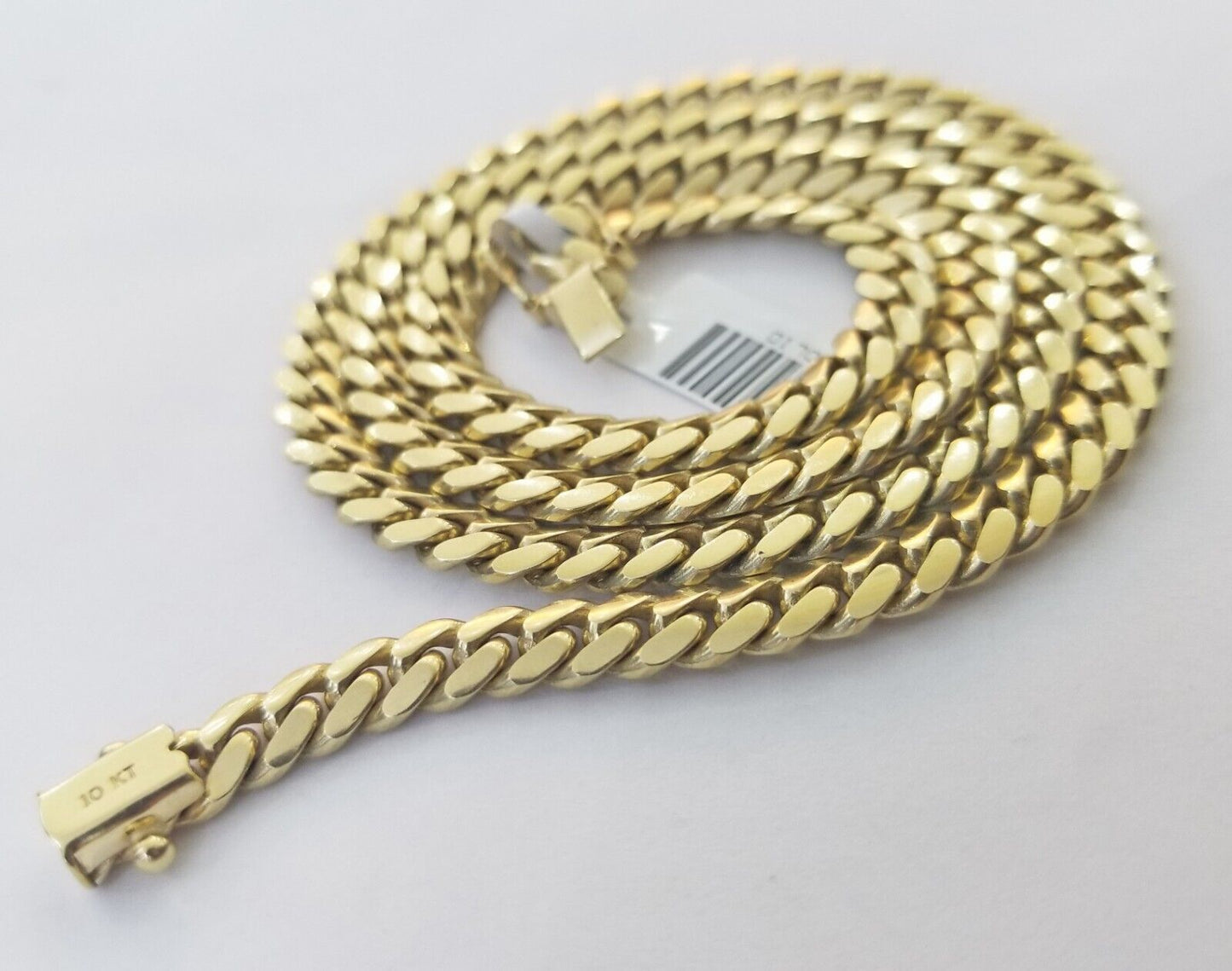 Solid Real 10k Gold Chain Miami Cuban Link 6mm Box Lock 22" Yellow Gold Necklace - Reva Jeweler