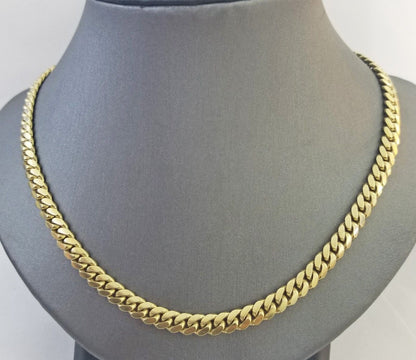 Solid Real 10k Gold Chain Miami Cuban Link 6mm Box Lock 22" Yellow Gold Necklace - Reva Jeweler
