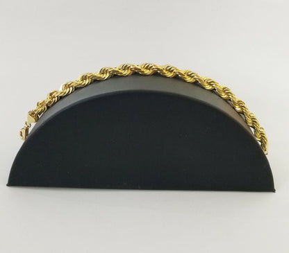 Solid Real 10K Yellow Gold Rope Bracelet 8" Inch 7mm 10kt Real gold men women - Reva Jeweler