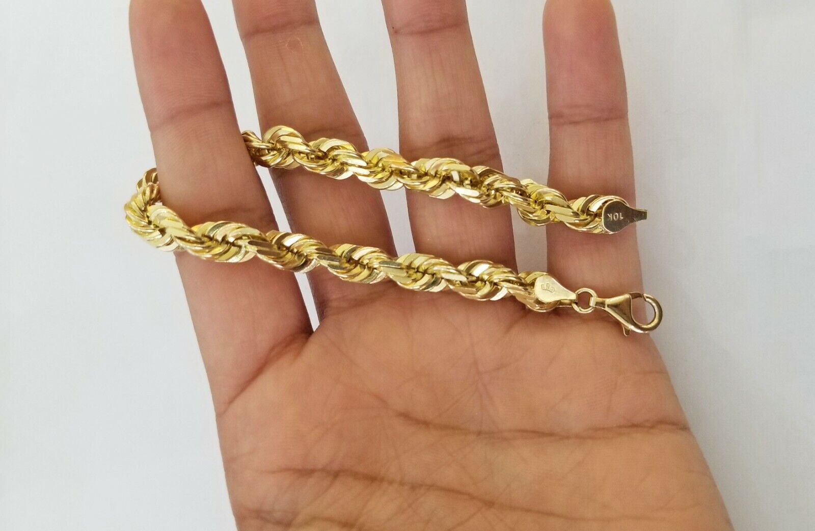 Solid Real 10K Yellow Gold Rope Bracelet 8" Inch 7mm 10kt Real gold men women - Reva Jeweler
