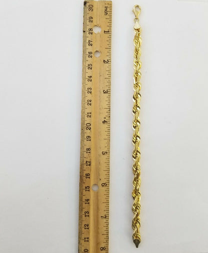 Solid Real 10K Yellow Gold Rope Bracelet 8" Inch 7mm 10kt Real gold men women - Reva Jeweler