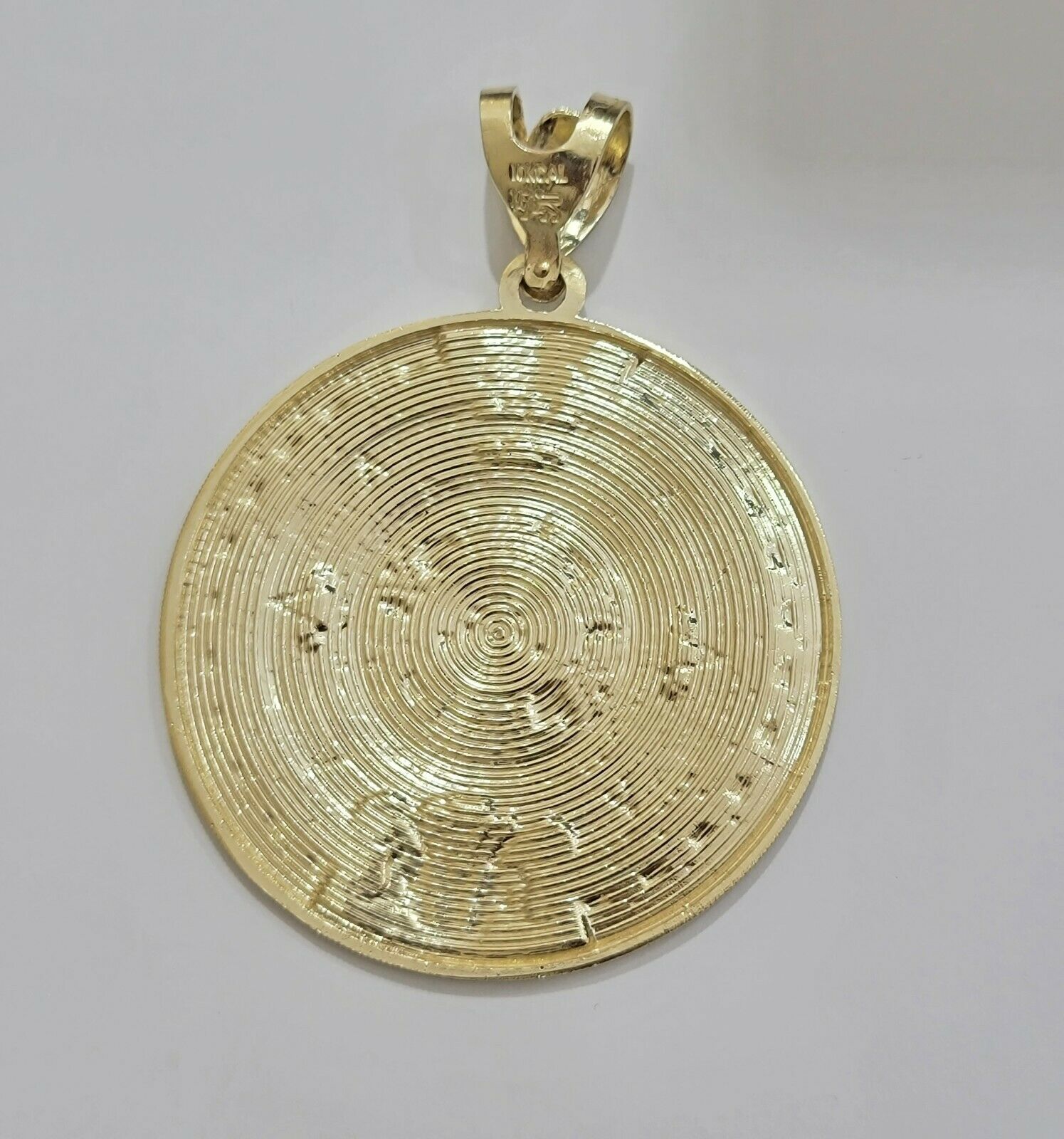 SOLID Real 10kt Yellow Gold Pendant Aztec Mayan Calendar 3" Men Charm 41 - 44 Gram - Reva Jeweler