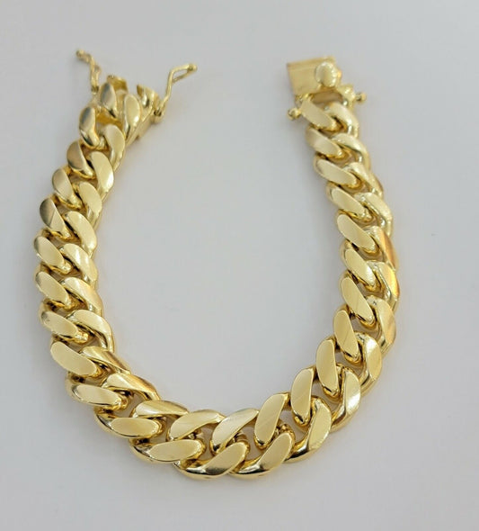 Solid Real 14k Gold Miami Cuban Link Bracelet 13mm 9" Inch 10kt Christmas Deal - Reva Jeweler