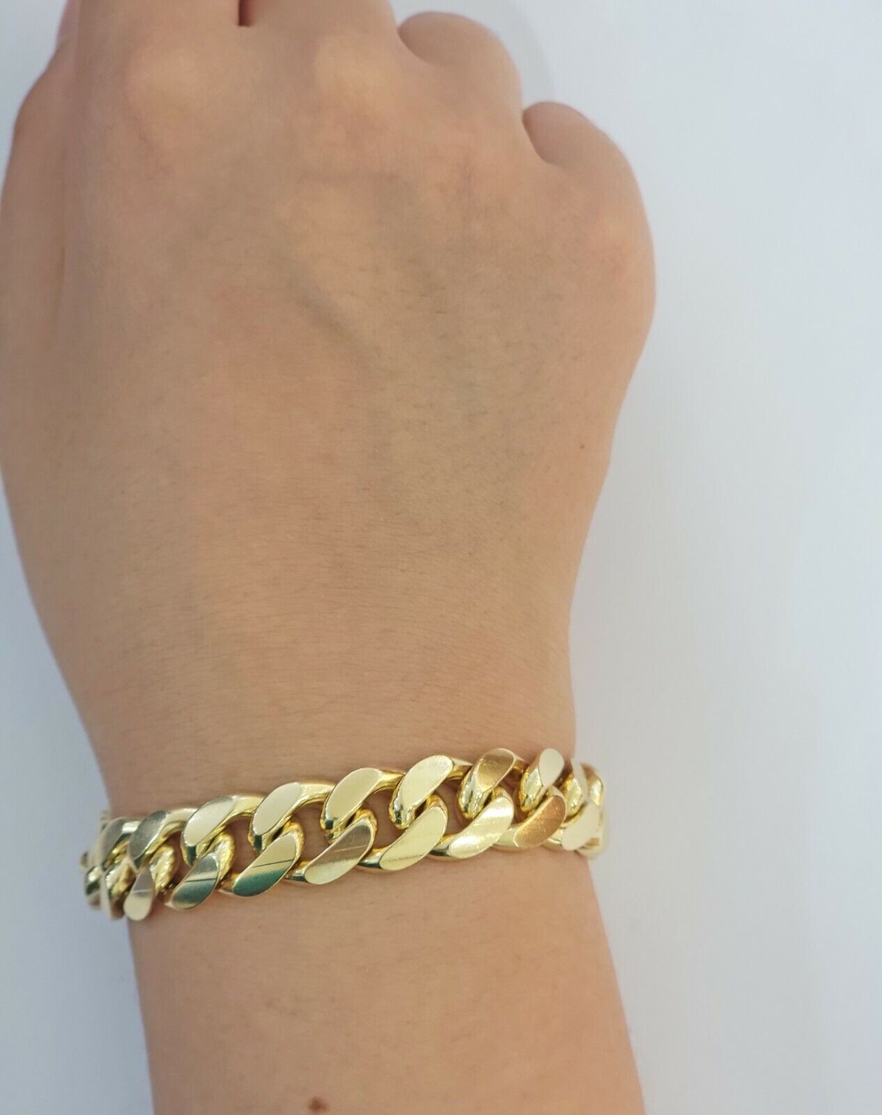 Solid Real 14k Gold Miami Cuban Link Bracelet 13mm 9" Inch 10kt Christmas Deal - Reva Jeweler