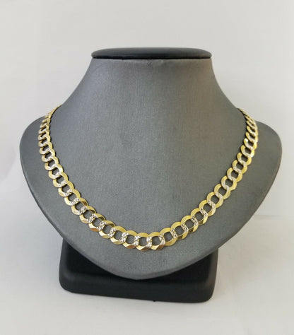 Solid REAL Yellow Gold 10k Cuban Curb Link necklace 8mm gold chain w diamond cut - Reva Jeweler