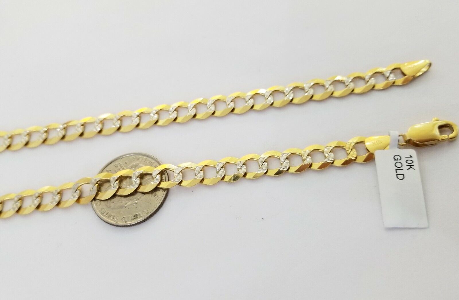 Solid REAL Yellow Gold 10k Cuban Curb Link necklace 8mm gold chain w diamond cut - Reva Jeweler