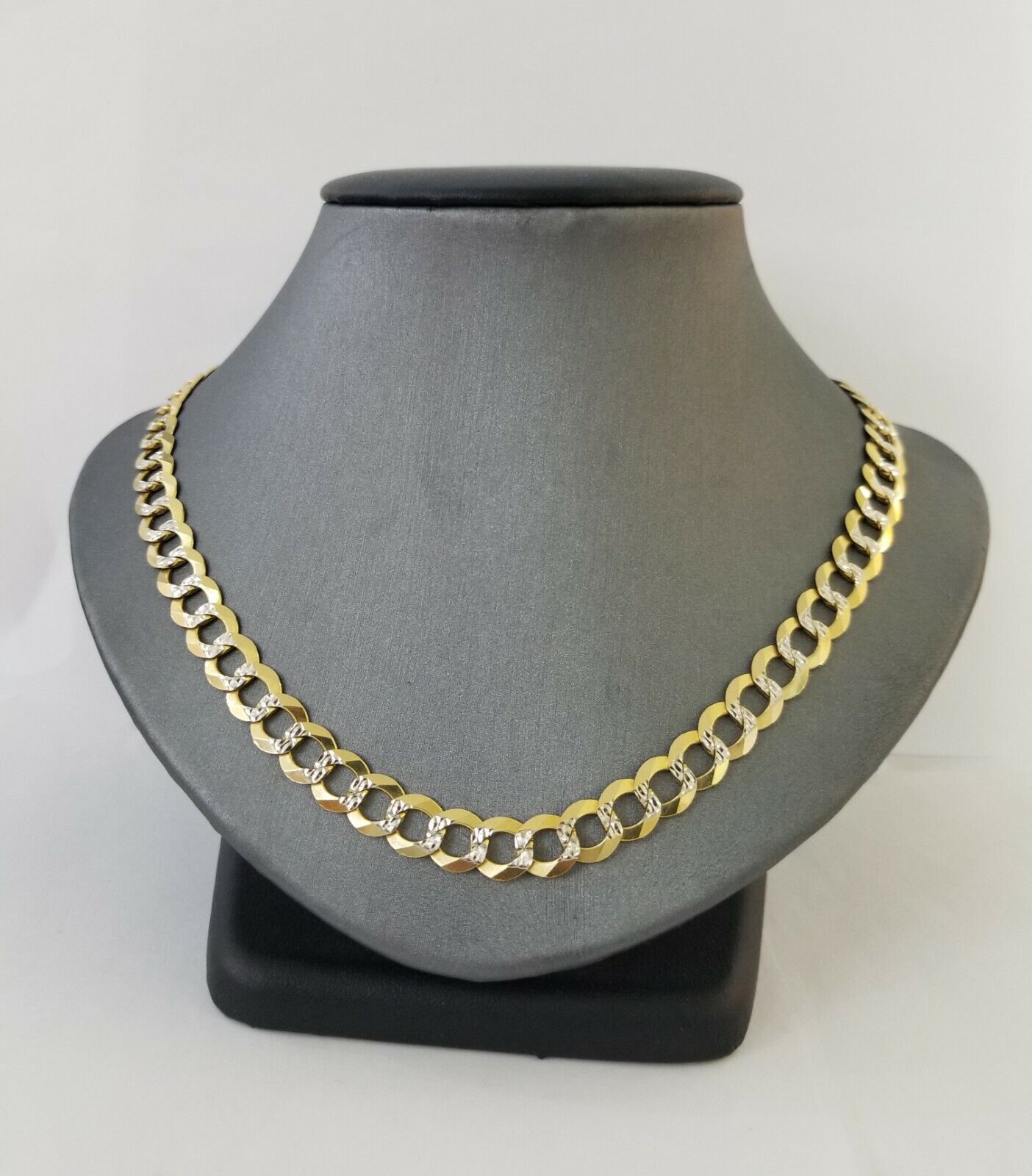 Solid REAL Yellow Gold 10k Cuban Curb Link necklace 8mm gold chain w diamond cut - Reva Jeweler