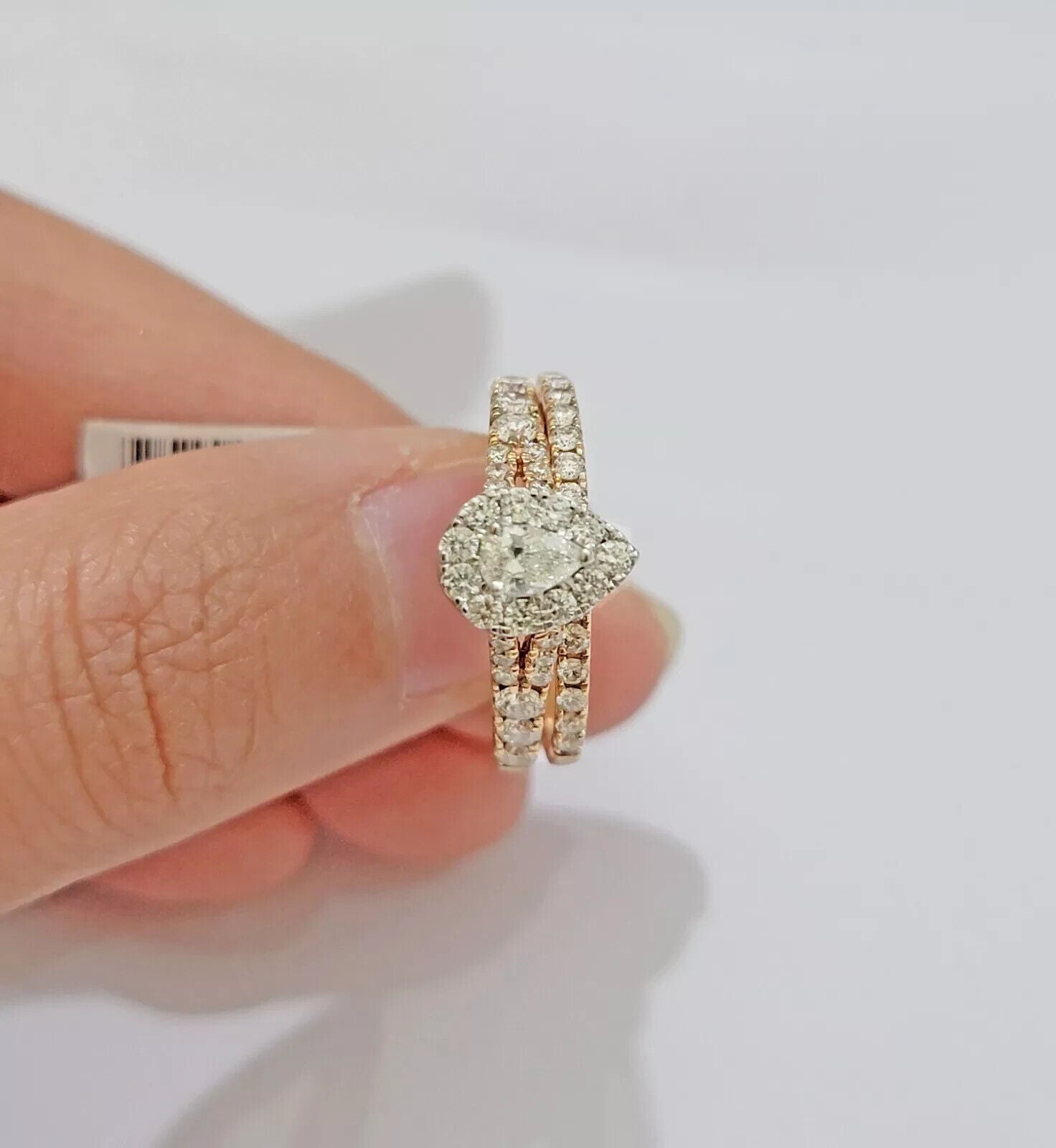 Tear Drop / Pear shape Ladies Diamond Ring GENUINE 1CT Diamond 14k Rose Gold SET - Reva Jeweler