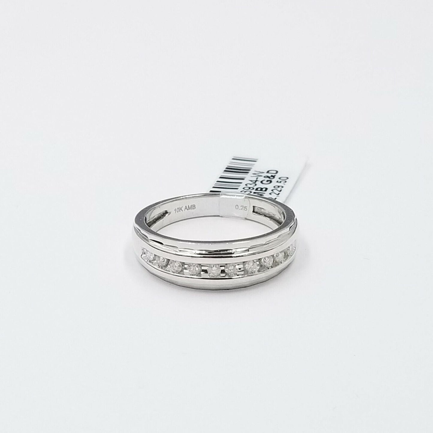 White 10K Gold Diamond Wedding Ring Band Diamond Cut Men Ring 0.25 CT - Reva Jeweler