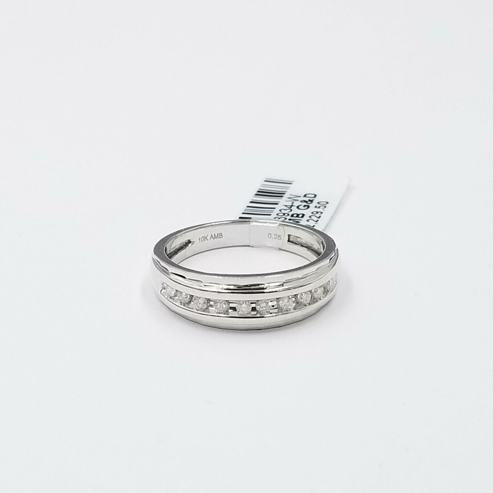 White 10K Gold Diamond Wedding Ring Band Diamond Cut Men Ring 0.25 CT - Reva Jeweler