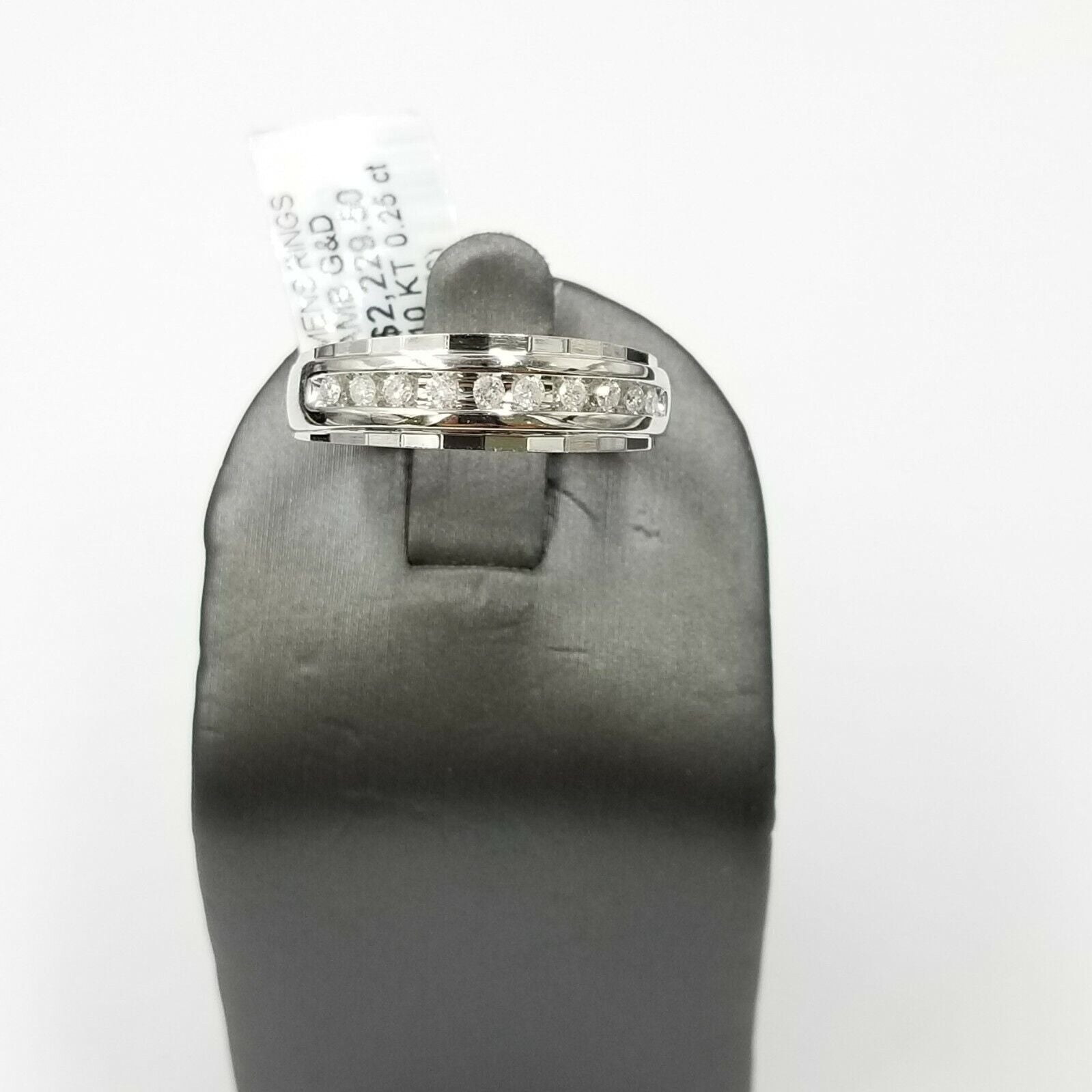 White 10K Gold Diamond Wedding Ring Band Diamond Cut Men Ring 0.25 CT - Reva Jeweler